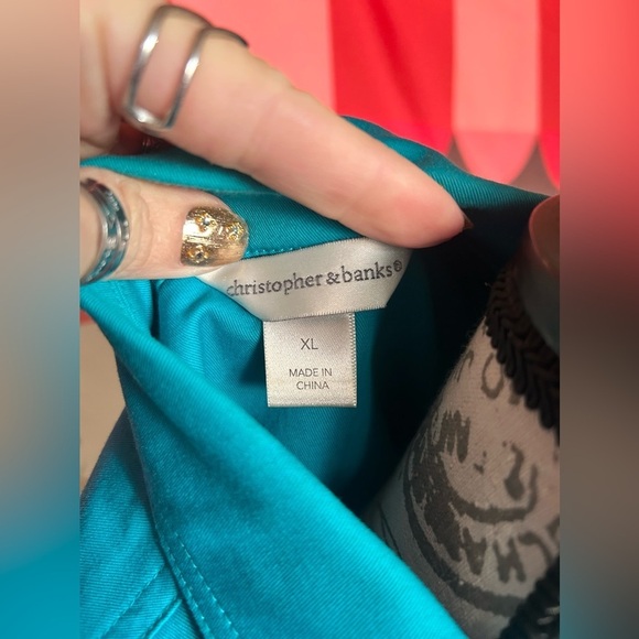 Christopher & Banks Women’s Turquoise Button Down Jean Blouse/Jacket EUC!​​​ - Picture 7 of 8